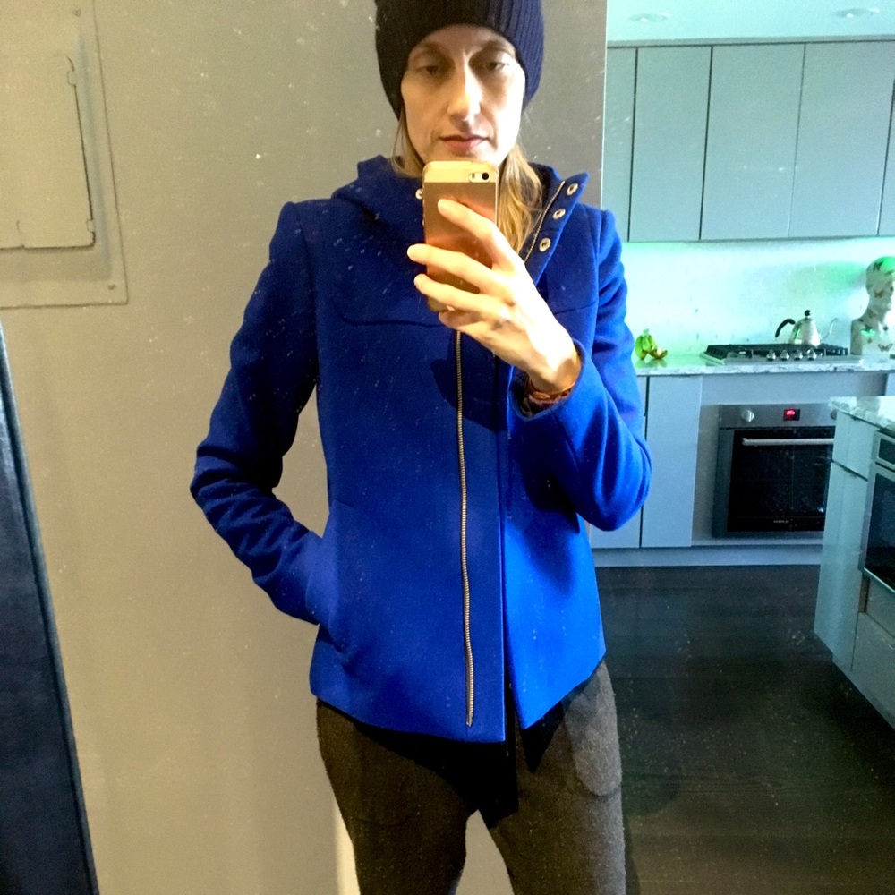 J.Crew wool coat melton hooded bib jacket